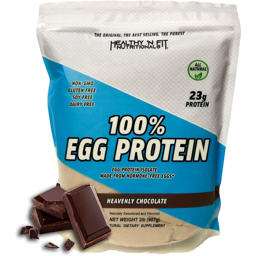 Healthy 'N Fit 100% Egg Protein- Heavenly Chocolate (2lb): 100% Egg White Protein -Plus Natural Peptides. Ultra Pure, Natural Egg Protein Isolate