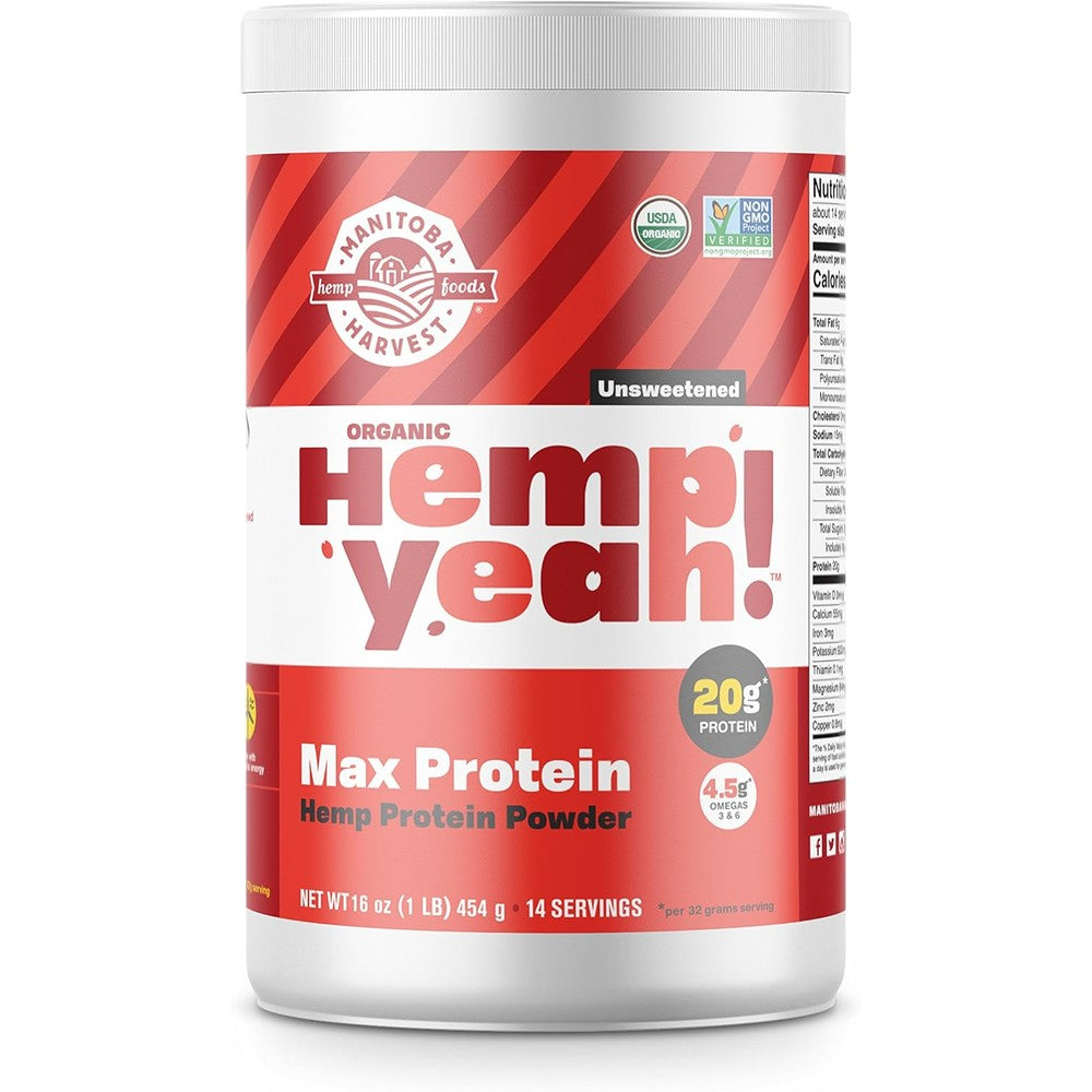 Manitoba Harvest Hemp Yeah Organic Max Protein Powder 16 Ounce front view plant-based supplement