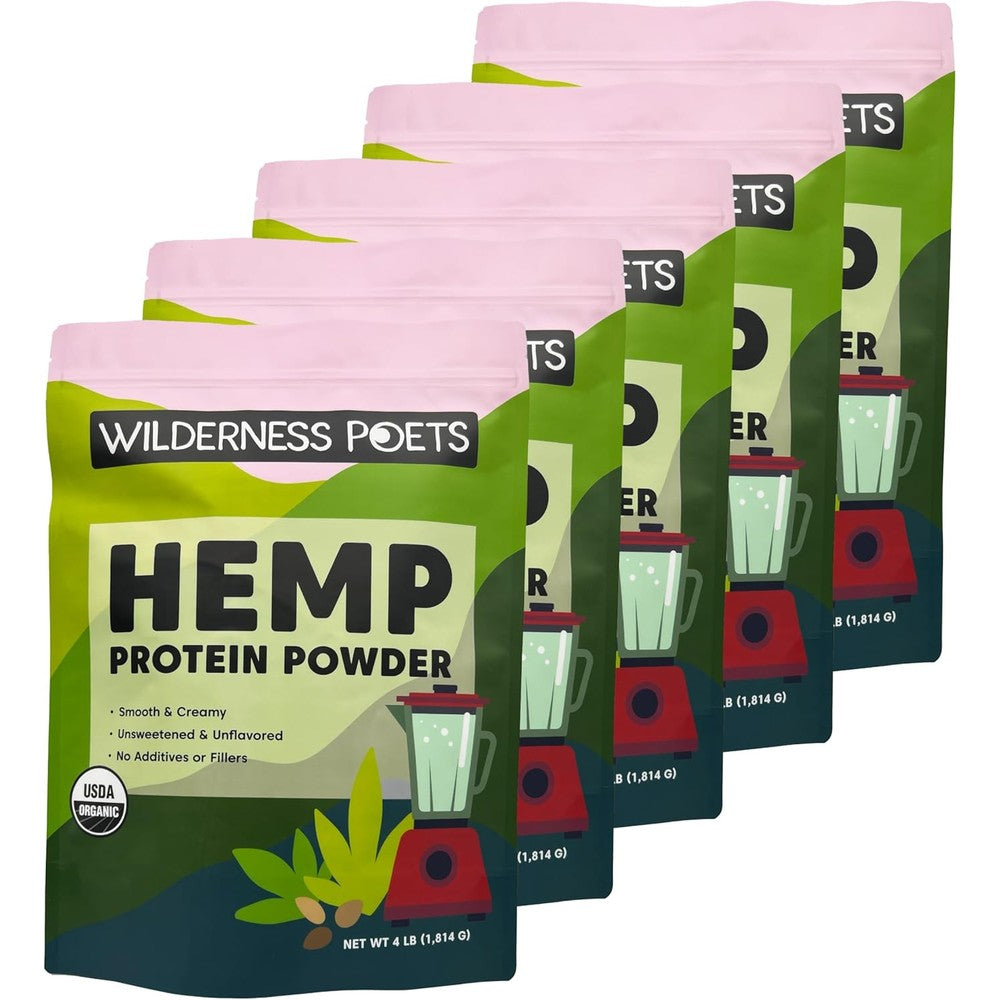 Wilderness Poets Organic Hemp Protein Powder 4 pound bag front view plant based supplement