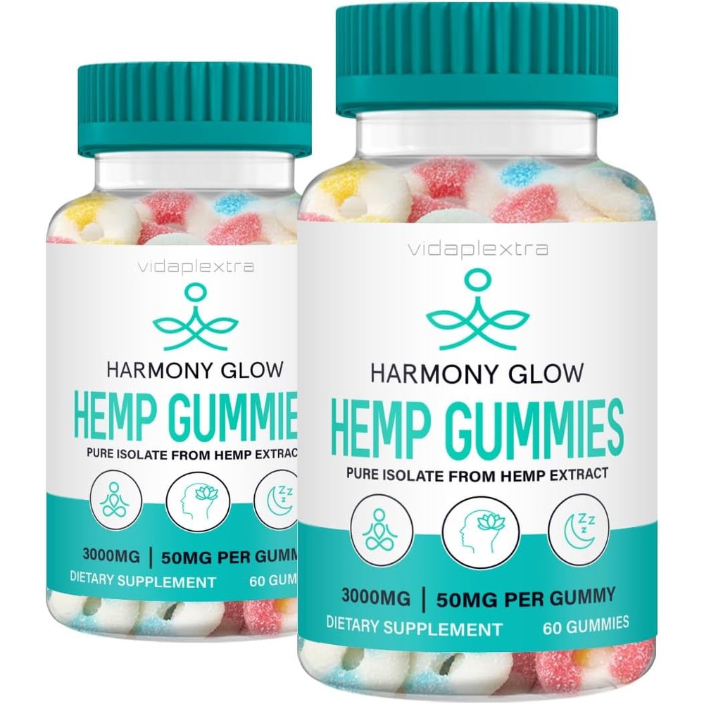 Vidaplextra Harmony Glow Hemp Gummies front view 2 pack for sleep support