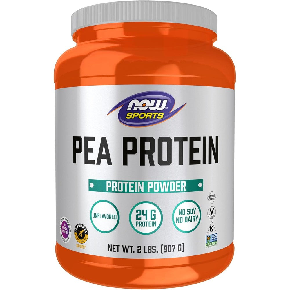 Now Foods Sports Pea Protein 2 Pounds front view for vegan muscle recovery
