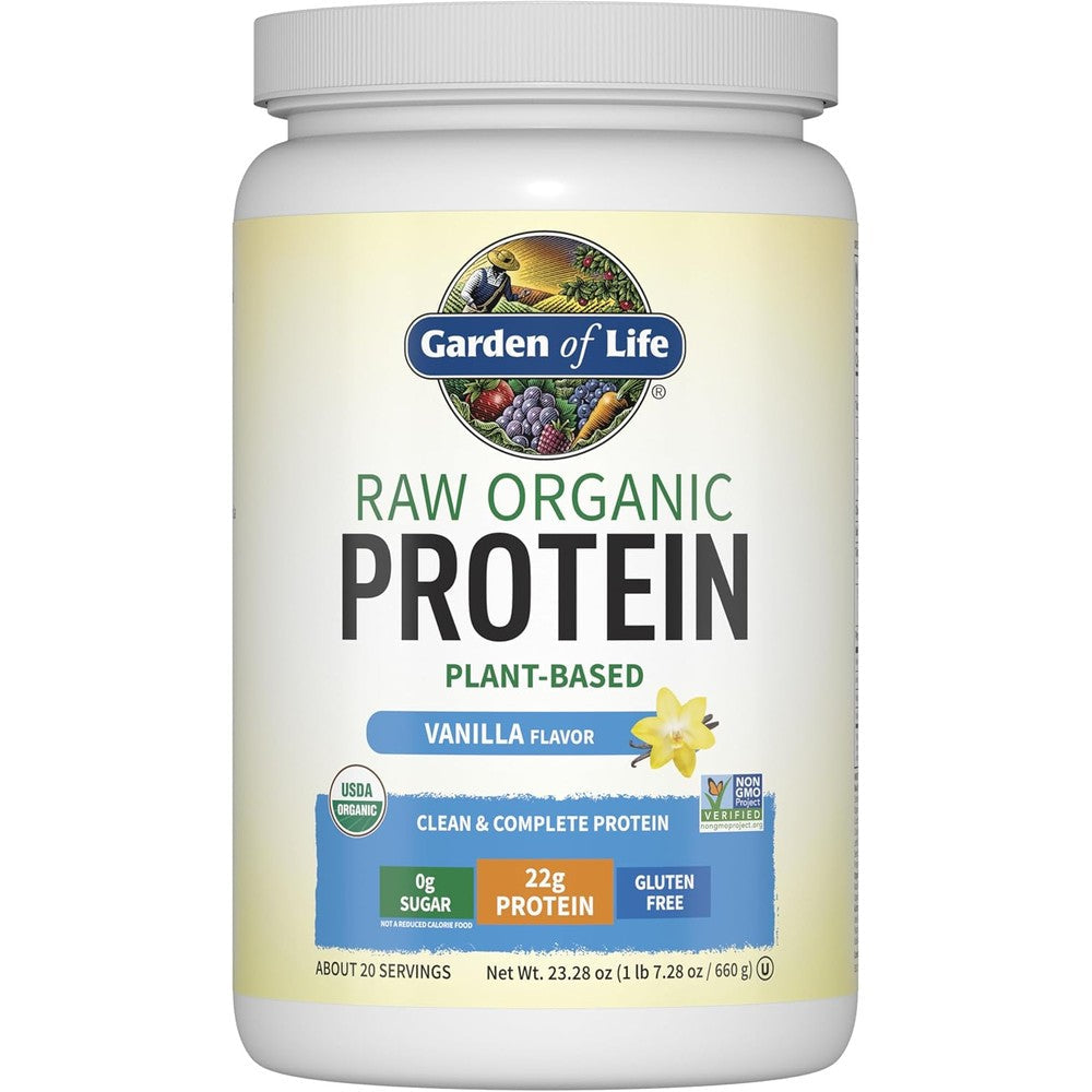 Garden of Life vanilla vegan protein powder for muscle recovery and growth