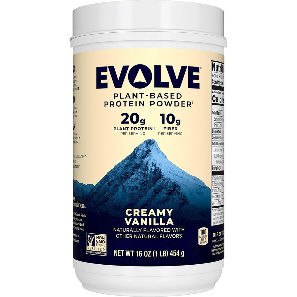 Evolve Plant Based Protein Powder Ideal Vanilla 20g Pea Protein 1 Pound Tub