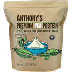 Anthony's Premium Pea Protein 2 Pound bag front view plant based supplement