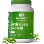 Zammex Organic Pea Protein Powder front view showing 26g protein label