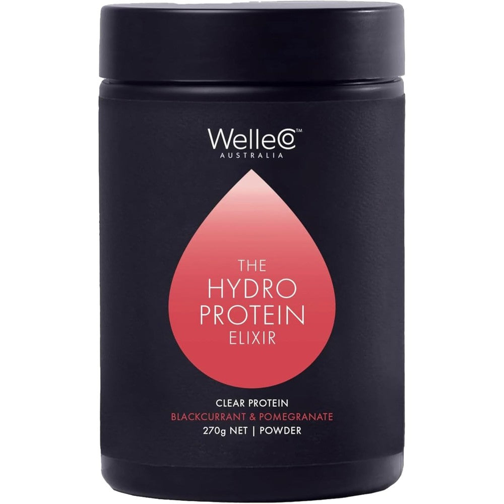 WelleCo HydroProtein Elixir Black Currant and Pomegranate front view vegan protein powder