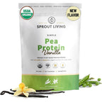 Sprout Living Organic Pea Protein Powder Vanilla 1 Pound front view authentic plant protein.