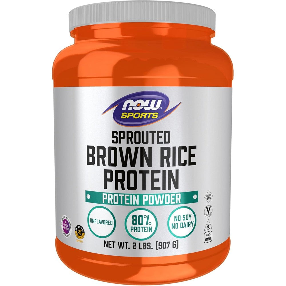Now Foods Sprouted Brown Rice Protein 2 Pound tub front view
