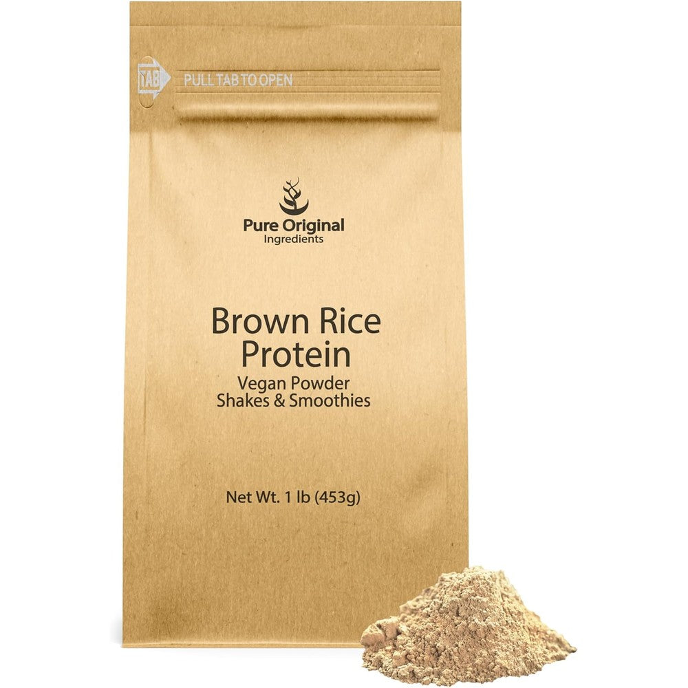 Pure Original Ingredients Brown Rice Vegan Protein Powder front view 1lb bag