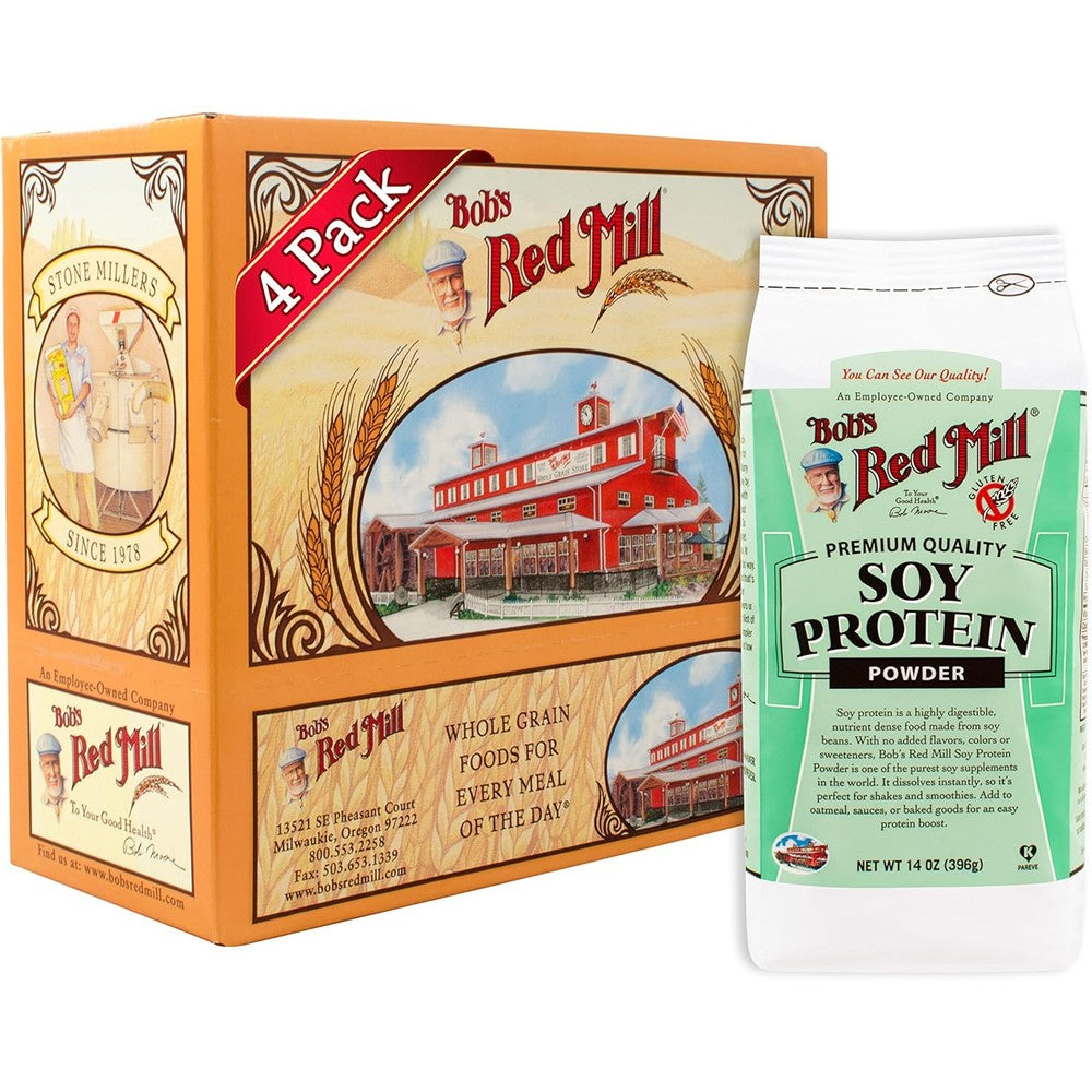 Bob's Red Mill Gluten Free Soy Protein Powder 14 Ounce front view packaging.