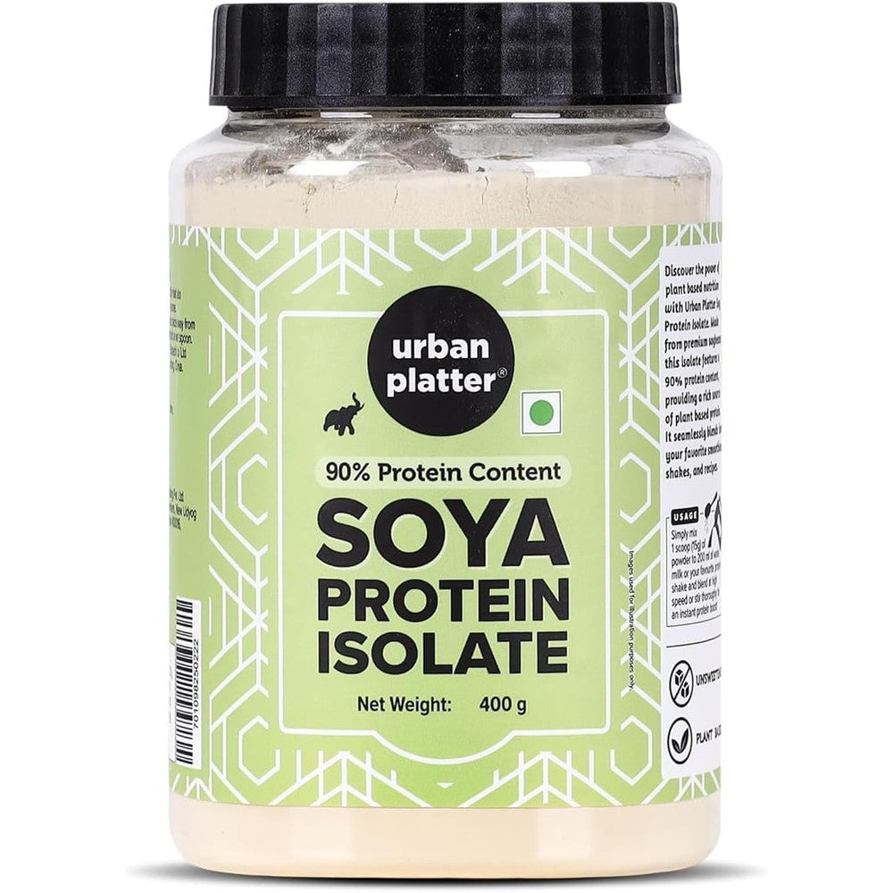 Urban Platter Soya Protein Isolate Powder 400g jar front view for plant based nutrition