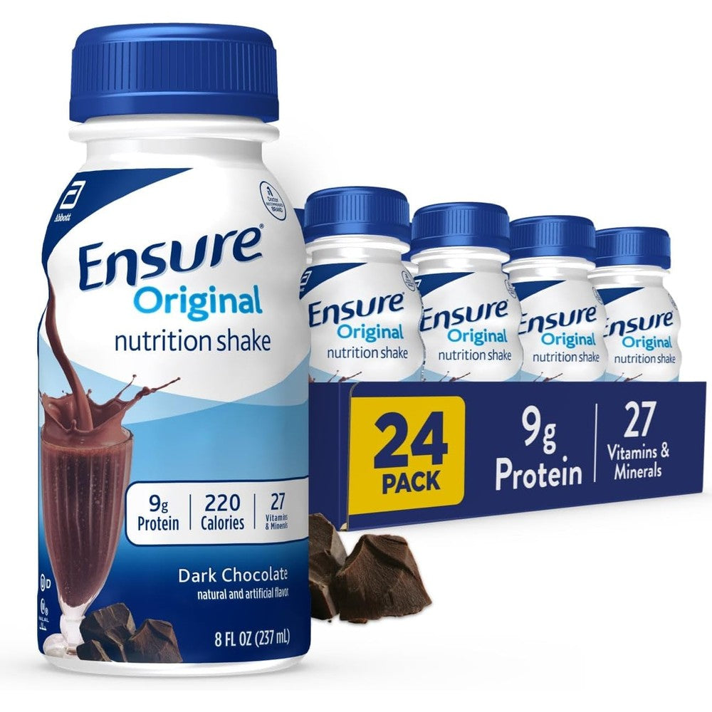 Ensure Original Dark Chocolate Nutrition Shake front view 24 pack supplement