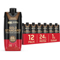 Optimum Nutrition Gold Standard Chocolate Protein Shake front view for muscle recovery.