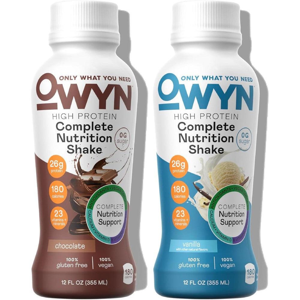 OWYN Only What You Need High Protein Shake variety pack front view for plant based nutrition.