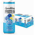 Genius Gourmet Clear Protein Sparkling Water Blue Raspberry Lemonade front view 15 pack gym supplement