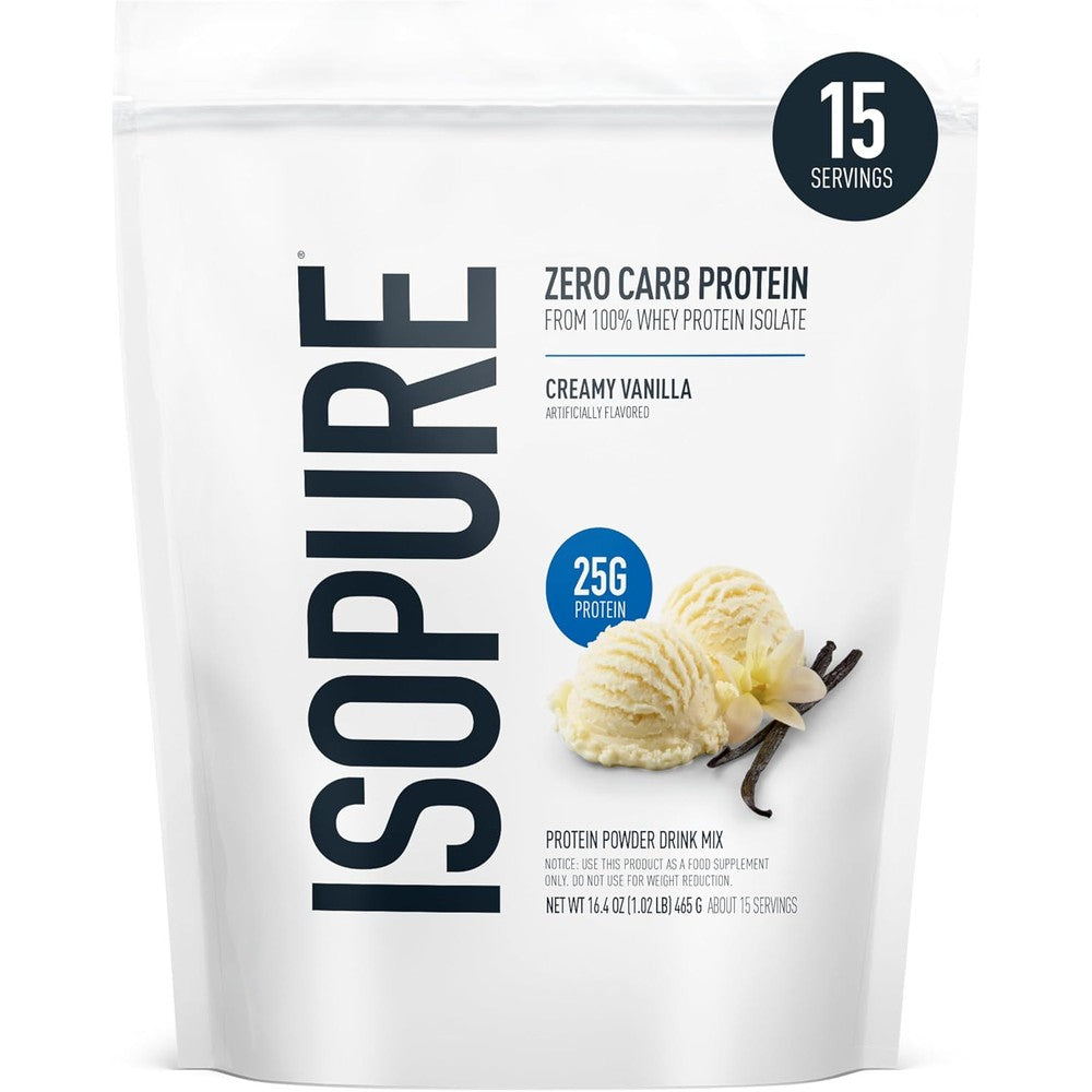 Isopure Zero Carb Whey Isolate Protein Powder front view for muscle recovery