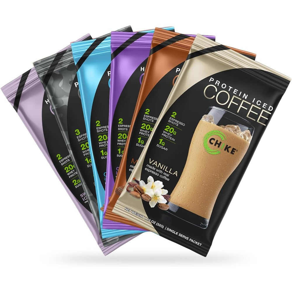 Chike High Protein Iced Coffee Sampler Pack front view authentic whey protein supplement