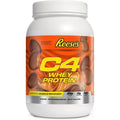 Cellucor C4 Whey Protein Reese's Peanut Butter and Chocolate tub front view showing protein content.