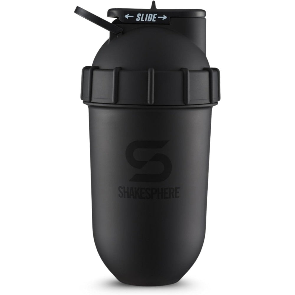 SHAKESPHERE Shaker Bottle in matte black featuring the unique capsule mixing design