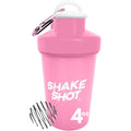 Shake Shot pink 4oz mini shaker bottle with carabiner clip and shaker ball