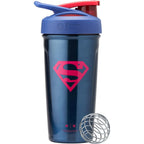 BlenderBottle Superman insulated stainless steel shaker 24oz wire whisk mixing system & water bottle for diet