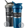 BlenderBottle Classic V2 shaker bottle 2 pack in black and navy colors with mixing balls