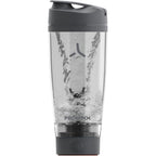 Promixx PRO Shaker Bottle in graphite gray with electric vortex motor base & protein for gym