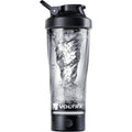 VOLTRX VortexBoost electric shaker bottle in black showing the powerful internal mixing vortex
