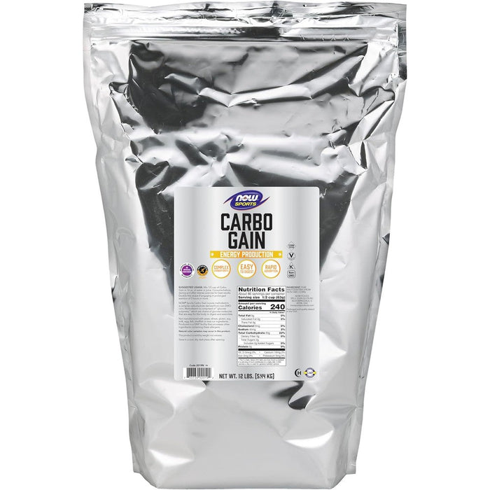NOW Foods Sports Carbo Gain 12 pound bag front view for rapid energy.