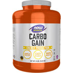 NOW Foods Sports Carbo Gain Powder 8 Pounds front view showcasing packaging design.