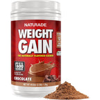 Naturade All Natural Weight Gain Chocolate 40.6 Ounce canister front view for muscle growth.