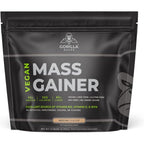 Gorilla Gulps Mocha Vegan Mass Gainer 5 pound tub front view for plant based muscle growth.