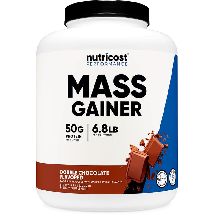 Nutricost Performance Mass Gainer Double Chocolate Powder front view bottle