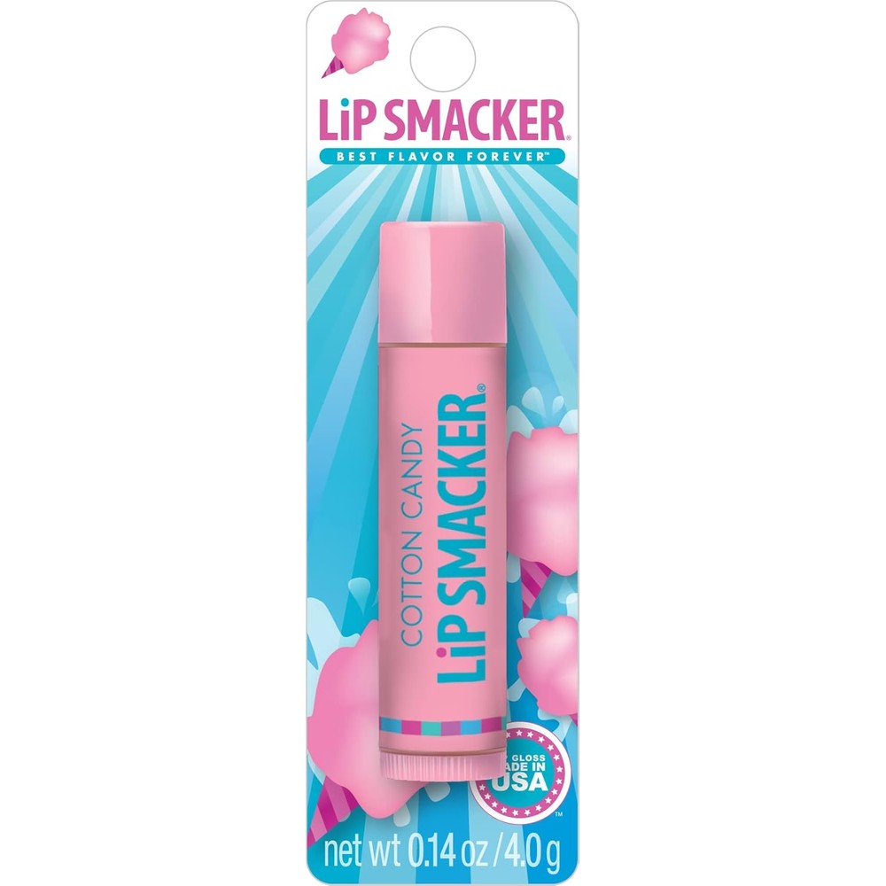 Lip Smacker Cotton Candy lip balm front view showing packaging.