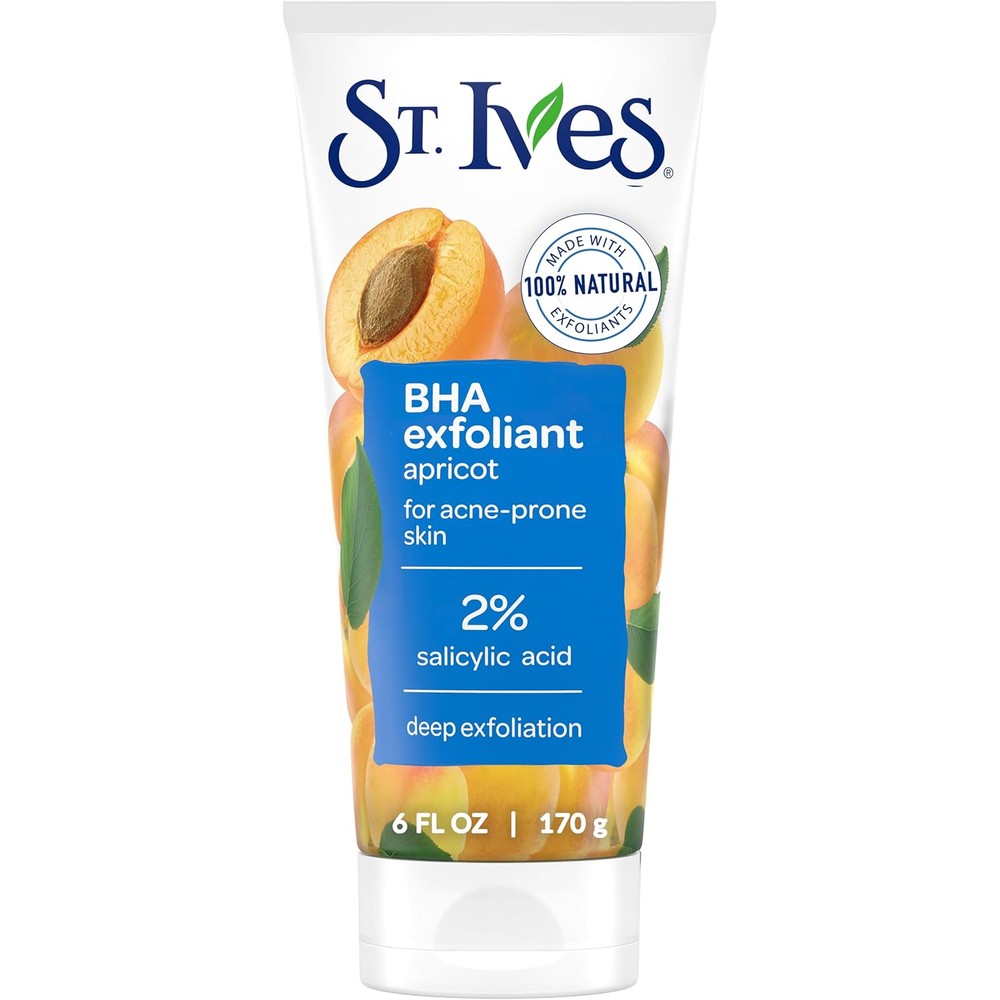 St. Ives Acne Control Face Scrub front view packaging displaying apricot and walnut details.