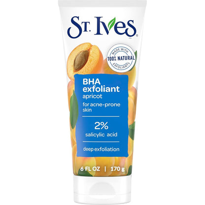 St. Ives Acne Control Face Scrub front view packaging displaying apricot and walnut details.