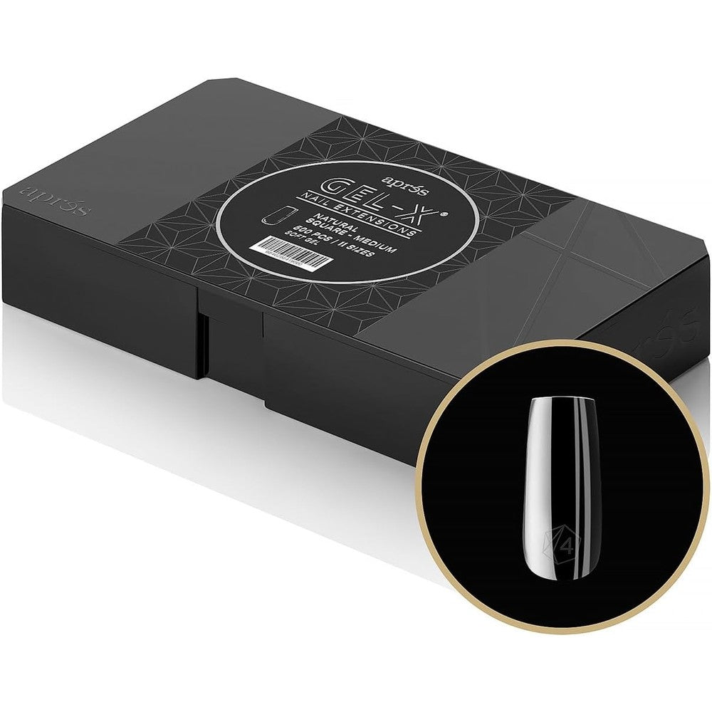 APRÃ‰S Gel-X soft gel tip box natural square medium 500pc for professional nail extensions