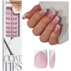Btartboxnails pink glitter long press on nails front view