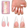 Novo Ovo white french stiletto nail tips front view