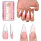 Novo Ovo white french stiletto nail tips front view