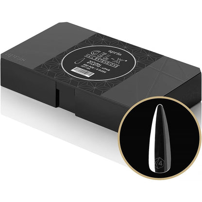 AprÃ©s Gel-X Natural Stiletto Long Tip Box front view