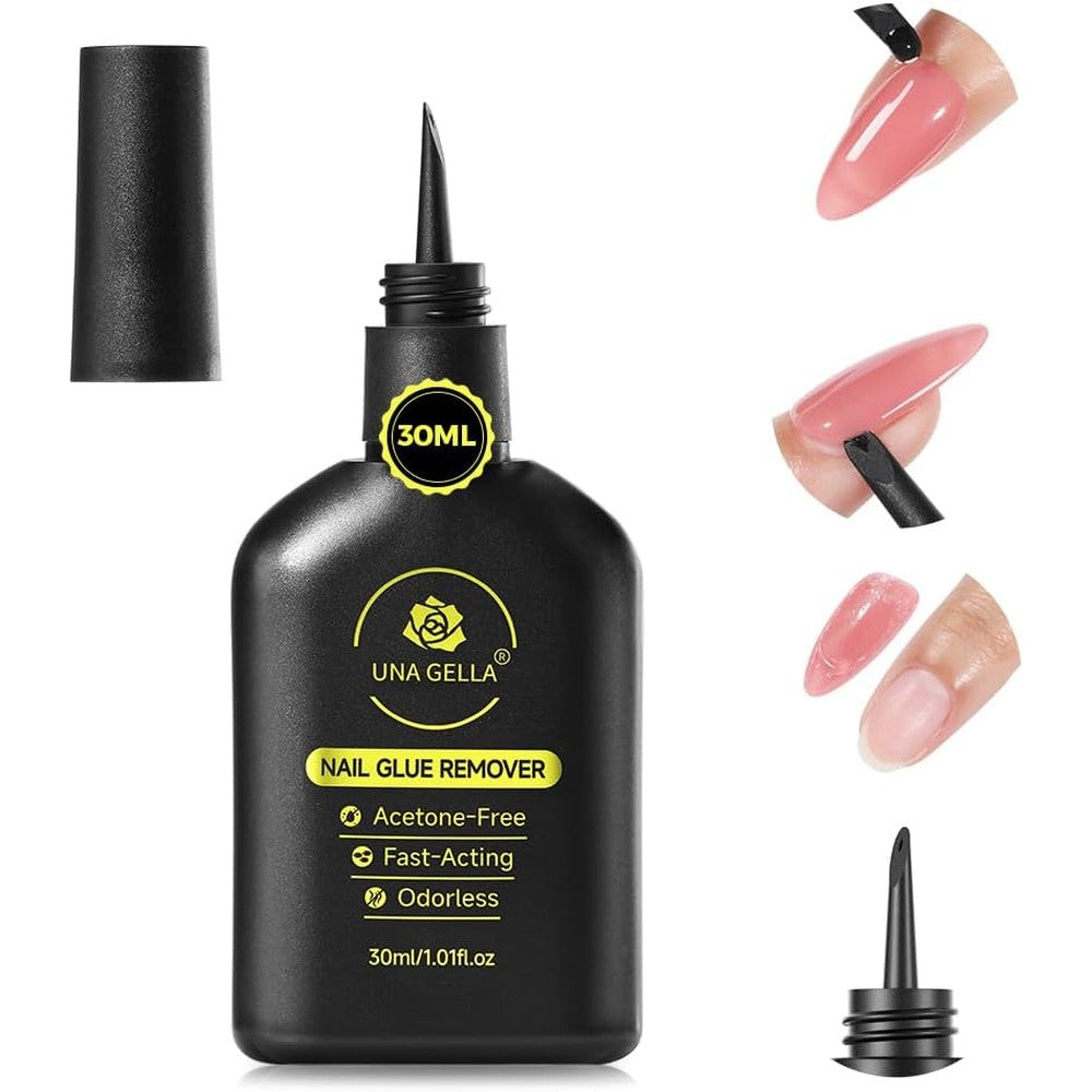 UNA GELLA nail glue remover bottle with built-in crowbar for press on nails