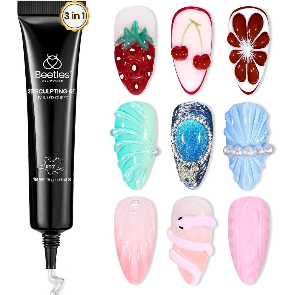 Beetles 3D sculpting gel 15ml tube for professional 3D nail art extensions