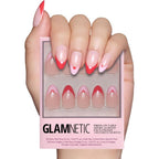 Glamnetic Pure Hearted press on nails front view showing short almond shape and heart design