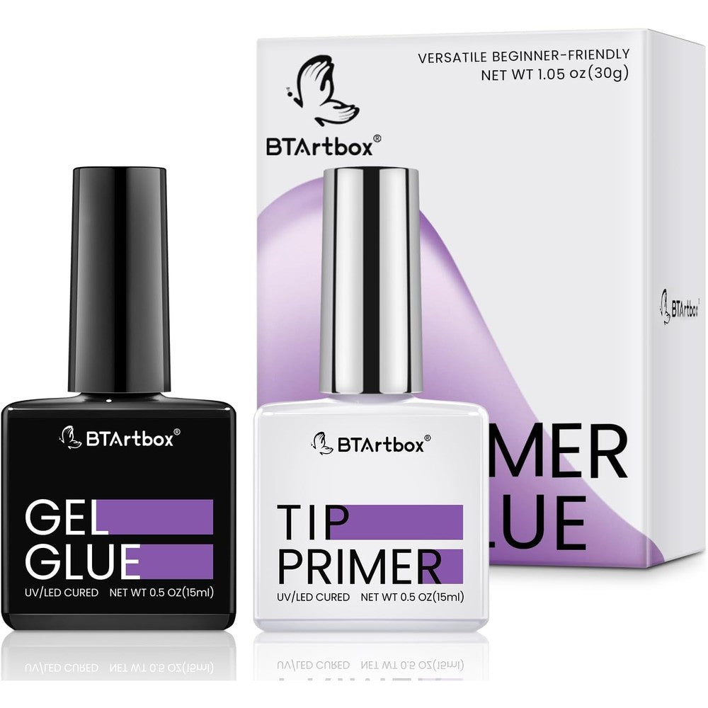 BTArtbox nail glue and tip primer set in 15ml professional gel bottles
