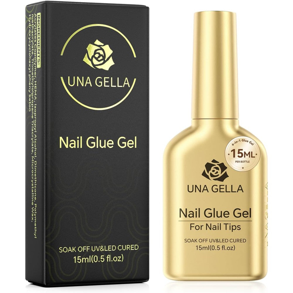 UNA GELLA 6 in 1 gel nail glue bottle 15ml for professional UV nail extensions