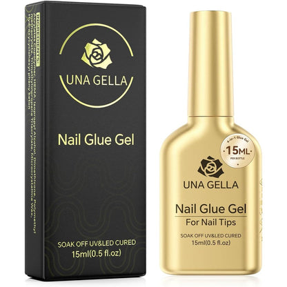 UNA GELLA 6 in 1 gel nail glue bottle 15ml for professional UV nail extensions