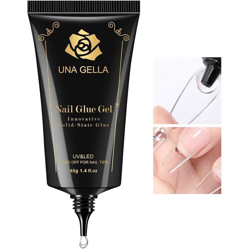 UNA GELLA 40g solid gel nail glue in a tube for mess-free press on nail application nail on press
