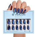 Vsalon Midnight Tide blue cat eye press on nails front view