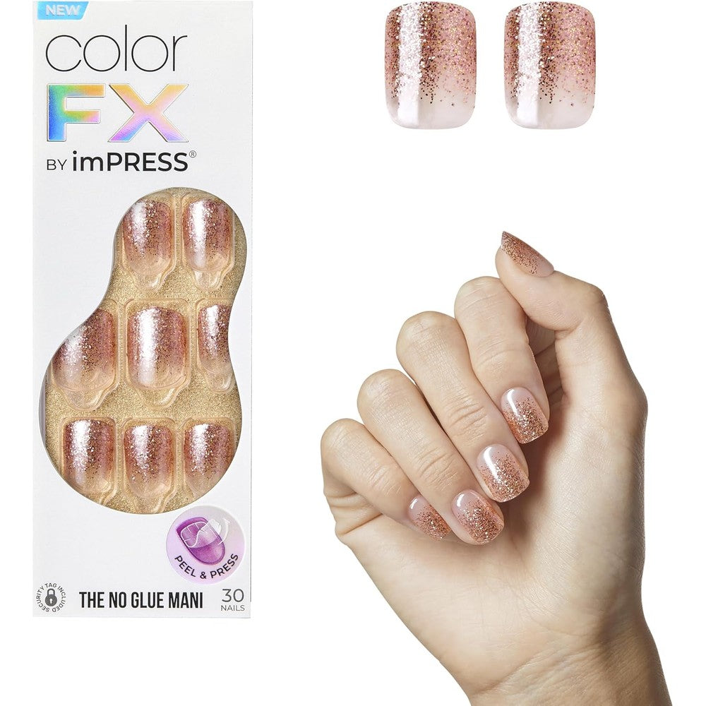Kiss Impress Color Fx Dimension short squoval press on nails front view
